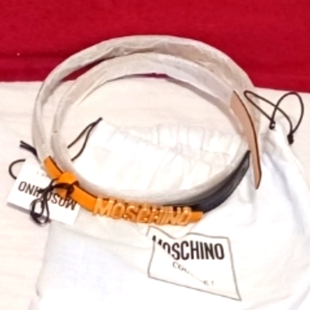 Moschino Slim Logo Leather Belt